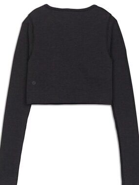 Lululemon Athletica Women's Black Cropped Long Sleeve Top Built-In Bra Size 10